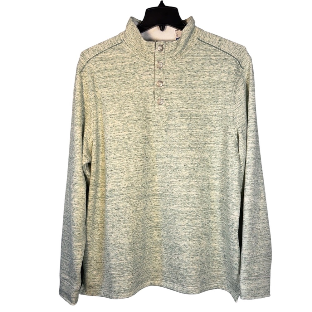Tommy Bahama Mens XL Summit Snap Mock Blue Heather Fleece Pullover NWT